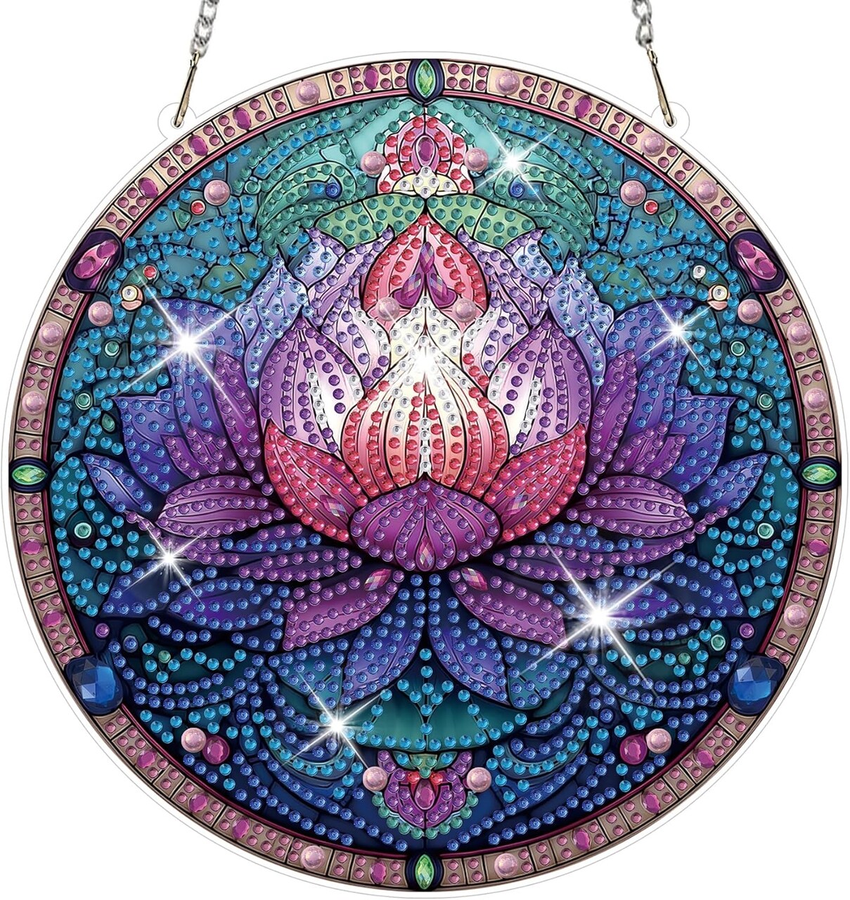 Mandala Flower Diamond Art Hanging Kit – 5D Special-Shaped DIY Diamond Painting Suncatcher Pendant for Adults, Window Ornament for Home, Garden, Door & Wall Decor (8.3 x 8.3 in)
